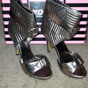 Pewter sandal heels size 8